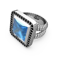 Armonia Yüzük - Akuamarin ve siyah zirkon 18 ayar beyaz altın yüzük #mhotdj