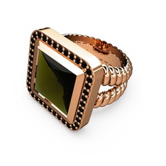 Armonia Yüzük - Peridot ve siyah zirkon 925 ayar rose altın kaplama gümüş yüzük #noy1t5