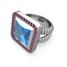 Armonia Yüzük - Akuamarin ve rodolit garnet 14 ayar beyaz altın yüzük #o09rp0