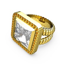 Armonia Yüzük - Beyaz zirkon ve sitrin 8 ayar altın yüzük #o9834g