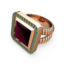 Armonia Yüzük - Rodolit garnet ve yeşil kuvars 18 ayar rose altın yüzük #ohb8hs