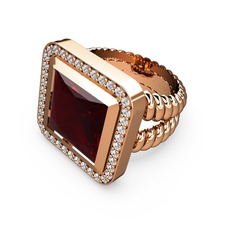 Armonia Yüzük - Garnet ve pırlanta 8 ayar rose altın yüzük (0.6 karat) #ojv74l