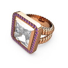 Armonia Yüzük - Swarovski ve ametist 925 ayar rose altın kaplama gümüş yüzük #qydty3