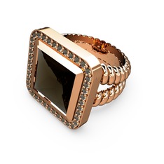 Armonia Yüzük - Dumanlı kuvars 8 ayar rose altın yüzük #rn4duq