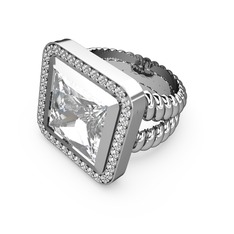 Armonia Yüzük - Beyaz zirkon ve pırlanta 14 ayar beyaz altın yüzük (0.6 karat) #rxexrz