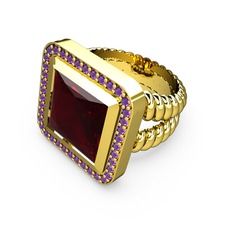 Garnet ve ametist 8 ayar altın yüzük