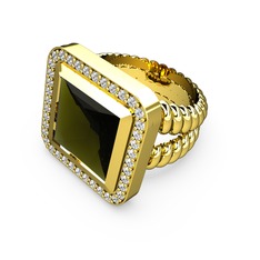 Armonia Yüzük - Peridot ve beyaz zirkon 18 ayar altın yüzük #t01628