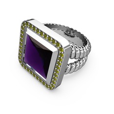 Armonia Yüzük - Ametist ve peridot 925 ayar gümüş yüzük #t027xt