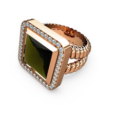 Armonia Yüzük - Peridot ve akuamarin 14 ayar rose altın yüzük #ty30o5