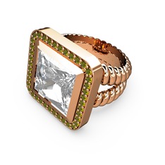 Armonia Yüzük - Beyaz zirkon ve peridot 18 ayar rose altın yüzük #va4924
