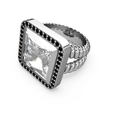 Armonia Yüzük - Swarovski ve siyah zirkon 8 ayar beyaz altın yüzük #wixctj