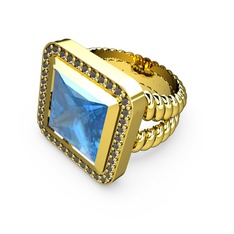 Armonia Yüzük - Akuamarin ve dumanlı kuvars 8 ayar altın yüzük #wt2f6p