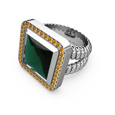 Armonia Yüzük - Yeşil kuvars ve sitrin 18 ayar beyaz altın yüzük #xxe82k