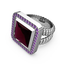 Armonia Yüzük - Rodolit garnet ve ametist 8 ayar beyaz altın yüzük #z532ec