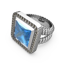 Armonia Yüzük - Akuamarin ve dumanlı kuvars 925 ayar gümüş yüzük #ze0022
