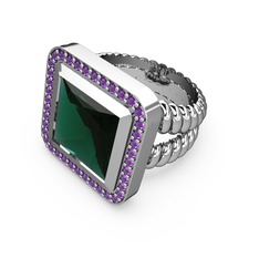 Armonia Yüzük - Yeşil kuvars ve ametist 8 ayar beyaz altın yüzük #zg2x1n