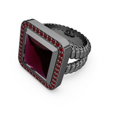 Armonia Yüzük - Rodolit garnet ve garnet 925 ayar siyah rodyum kaplama gümüş yüzük #zpi7zs