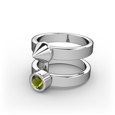 Peridot 8 ayar beyaz altın yüzük