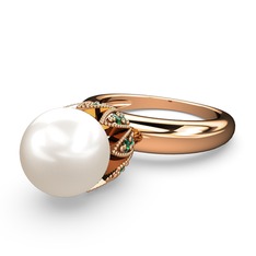Kartopu İnci Yüzük - Inci ve yeşil kuvars 18 ayar rose altın yüzük #7pvc5a