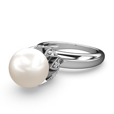 Kartopu İnci Yüzük - Inci ve swarovski 925 ayar gümüş yüzük #w6p365