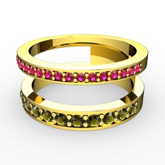 Zaria Yüzük - Rodolit garnet ve peridot 14 ayar altın yüzük #112zt7e