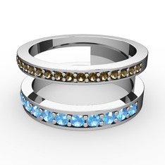 Zaria Yüzük - Dumanlı kuvars ve akuamarin 925 ayar gümüş yüzük #117qjo3