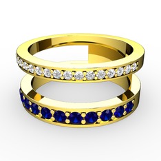 Swarovski ve lab safir 18 ayar altın yüzük