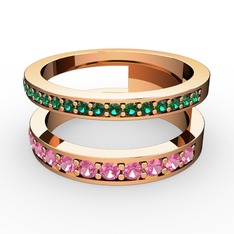 Zaria Yüzük - Yeşil kuvars ve pembe kuvars 18 ayar rose altın yüzük #1313nhb