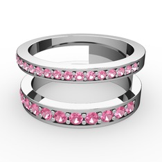 Zaria Yüzük - Pembe kuvars 18 ayar beyaz altın yüzük #139pdoe