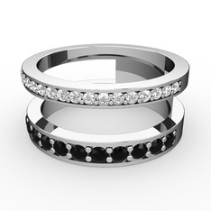 Zaria Yüzük - Swarovski ve siyah zirkon 18 ayar beyaz altın yüzük #15be1ei