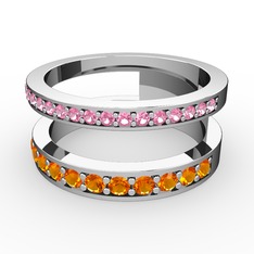 Zaria Yüzük - Pembe kuvars ve sitrin 18 ayar beyaz altın yüzük #193xk0z