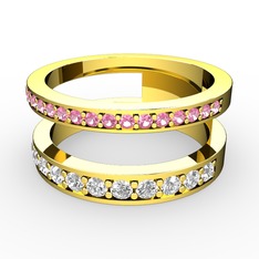 Zaria Yüzük - Pembe kuvars ve swarovski 925 ayar altın kaplama gümüş yüzük #194wak1