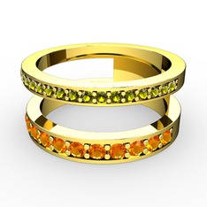 Peridot ve sitrin 925 ayar altın kaplama gümüş yüzük