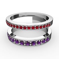 Zaria Yüzük - Garnet ve ametist 18 ayar beyaz altın yüzük #1c56x7x