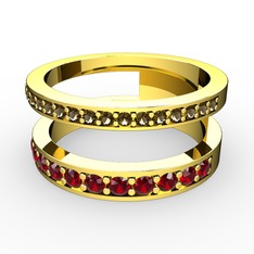 Dumanlı kuvars ve garnet 8 ayar altın yüzük