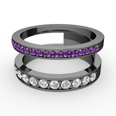 Zaria Yüzük - Ametist ve swarovski 925 ayar siyah rodyum kaplama gümüş yüzük #1enift1