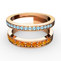 Zaria Yüzük - Akuamarin ve sitrin 14 ayar rose altın yüzük #1ezqyeo