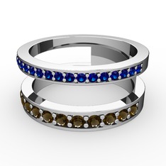 Zaria Yüzük - Lab safir ve dumanlı kuvars 14 ayar beyaz altın yüzük #1ggniv5