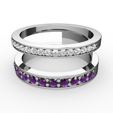 Zaria Yüzük - Swarovski ve ametist 14 ayar beyaz altın yüzük #1hh7ll3