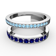 Akuamarin ve lab safir 925 ayar gümüş yüzük