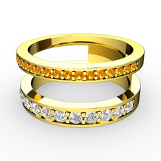 Sitrin ve swarovski 925 ayar altın kaplama gümüş yüzük