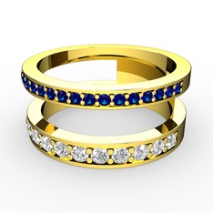 Lab safir ve pırlanta 8 ayar altın yüzük (0.54 karat)