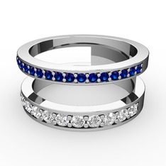 Zaria Yüzük - Lab safir ve beyaz zirkon 18 ayar beyaz altın yüzük #1lciobr