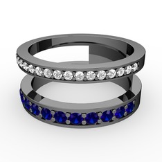 Zaria Yüzük - Swarovski ve lab safir 925 ayar siyah rodyum kaplama gümüş yüzük #1m9uqyp