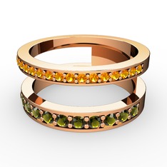 Zaria Yüzük - Sitrin ve peridot 14 ayar rose altın yüzük #1mhxt1