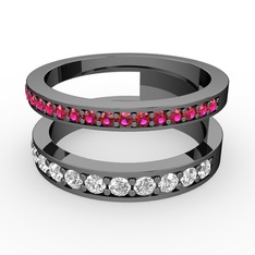 Zaria Yüzük - Rodolit garnet ve swarovski 925 ayar siyah rodyum kaplama gümüş yüzük #1nicj4t