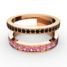 Zaria Yüzük - Siyah zirkon ve pembe kuvars 14 ayar rose altın yüzük #1njgvd