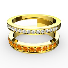 Swarovski ve sitrin 925 ayar altın kaplama gümüş yüzük