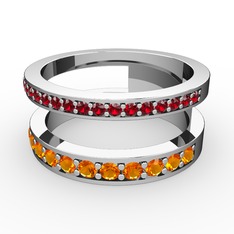 Zaria Yüzük - Garnet ve sitrin 14 ayar beyaz altın yüzük #1oqk19i