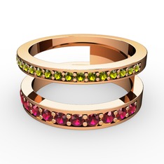 Peridot ve rodolit garnet 8 ayar rose altın yüzük